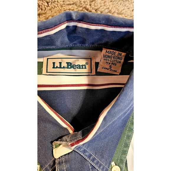 LL Bean Vintage  1980's Button Down Shirt, Striped, Mens Sz S, 100% Cotton, Rare - Picture 4 of 8